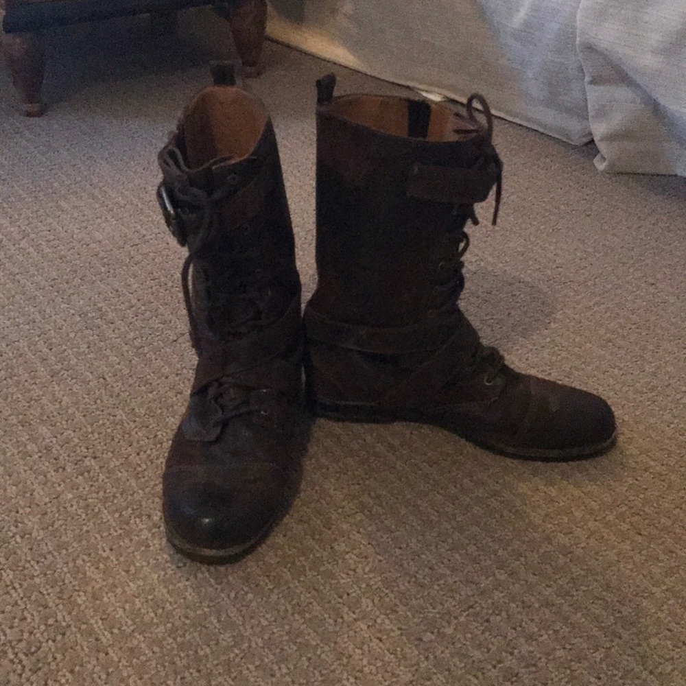 Michael Kors suede and leather combat boots.